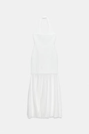 Robe dos-nu en maille contrastée