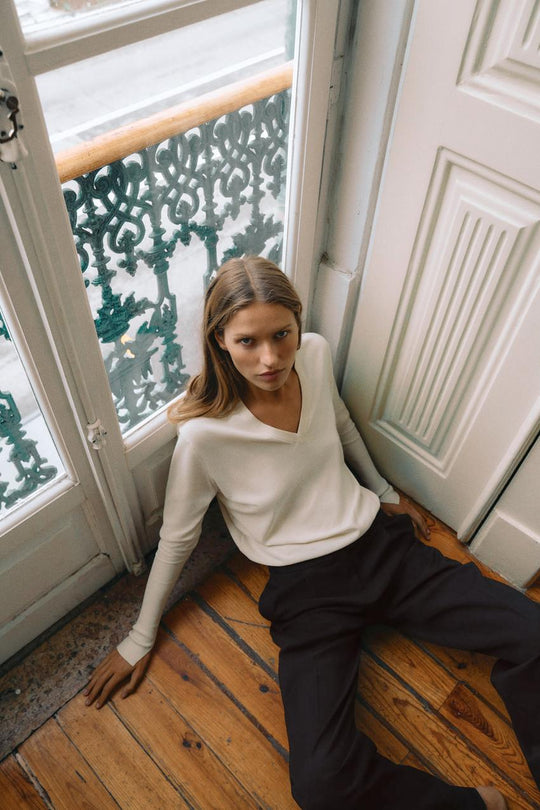 Pull en maille ultrafine à col V