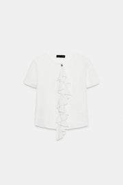 Veste en maille à volants à manches courtes