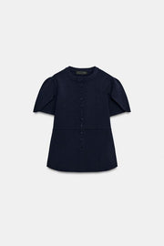Veste en maille à manches bouffantes à fentes
