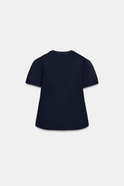 Veste en maille à manches bouffantes à fentes