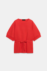Pull en maille à lien noué et manches courtes