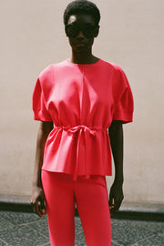 Pull en maille à lien noué et manches courtes