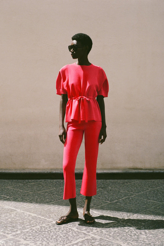 Pantalon coupe évasée en maille