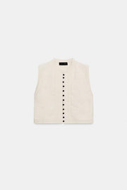 Top façon gilet en maille structurée