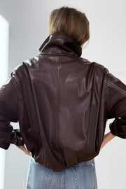 Veste effet cuir à plis