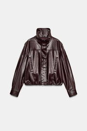 Veste effet cuir à plis