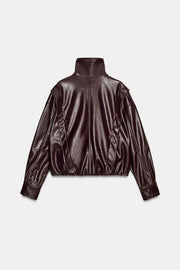 Veste effet cuir à plis