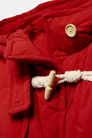 Anorak à capuche 60 % duvet, 40 % plumes et brandebourgs
