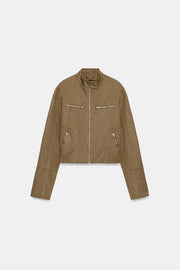 Veste à clous effet délavé