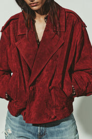 Blouson 100 % cuir suédé à passants