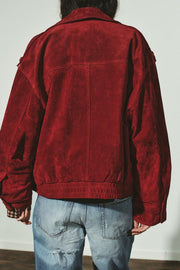 Blouson 100 % cuir suédé à passants