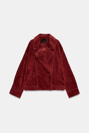 Blouson 100 % cuir suédé à passants