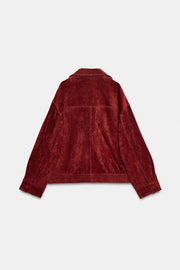 Blouson 100 % cuir suédé à passants