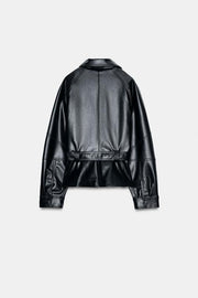 Blouson effet cuir avec ceinture