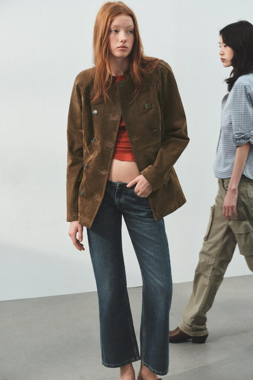 Blouson cintré 100 % cuir suédé
