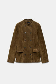 Blouson cintré 100 % cuir suédé