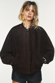 Blouson bomber 100 % cuir suédé