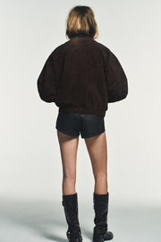 Blouson bomber 100 % cuir suédé