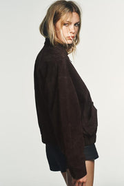 Blouson bomber 100 % cuir suédé