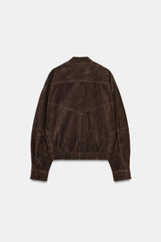 Blouson bomber 100 % cuir suédé