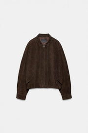 Blouson bomber 100 % cuir suédé