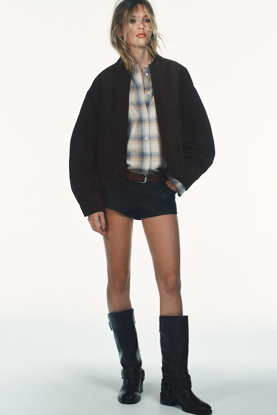 Blouson bomber 100 % cuir suédé