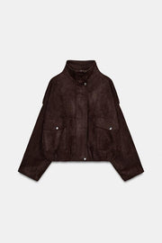 Veste effet suédine à passants