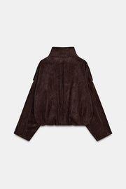 Veste effet suédine à passants