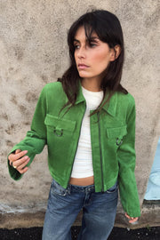Veste courte effet suédine