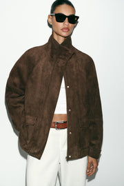 Veste effet suédine à poches
