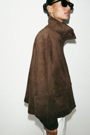 Veste effet suédine à poches