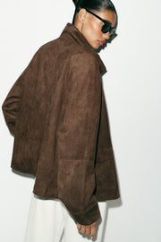 Veste effet suédine à poches