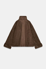 Veste effet suédine à poches