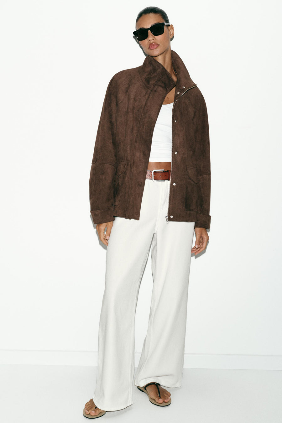 Veste effet suédine à poches