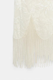 Jupe en dentelle à perles à franges