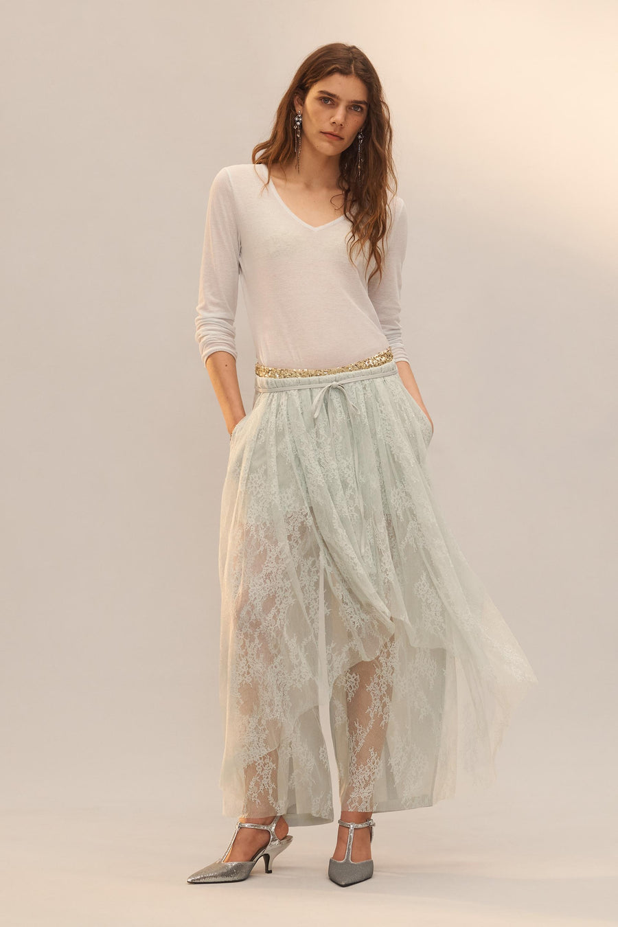 Pantalon contrasté en dentelle Édition limitée
