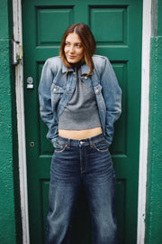 Blouson en denim TRF à épaulettes