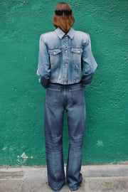 Blouson en denim TRF à épaulettes