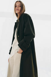 Trench col cuir contrasté ZW Collection