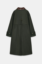 Trench col cuir contrasté ZW Collection