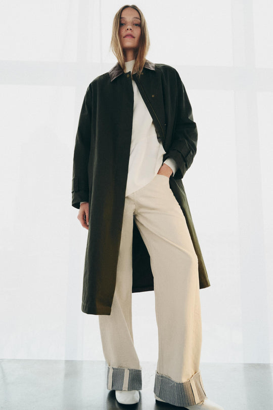 Trench col cuir contrasté ZW Collection