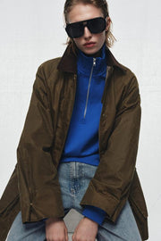 Veste cirée à col en velours côtelé ZW Collection