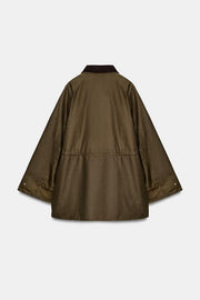 Veste cirée à col en velours côtelé ZW Collection