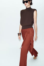 Pantalon large effet foulard