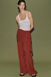 Pantalon large effet foulard