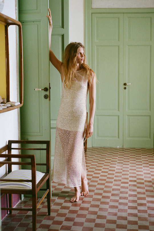 Robe midi à sequins