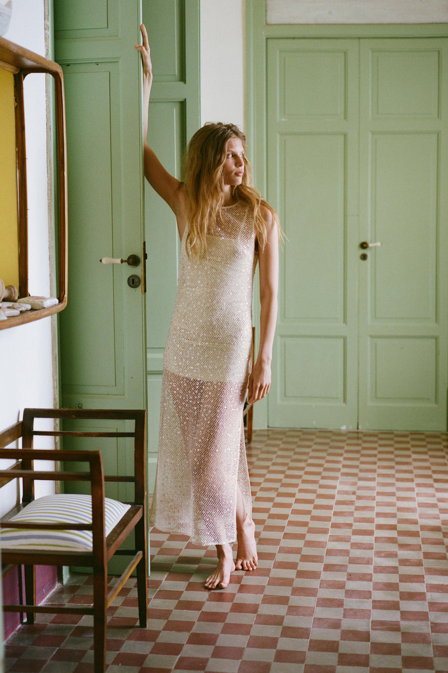 Robe midi à sequins