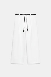 Pantalon en popeline à ceinture foulard