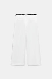 Pantalon en popeline à ceinture foulard